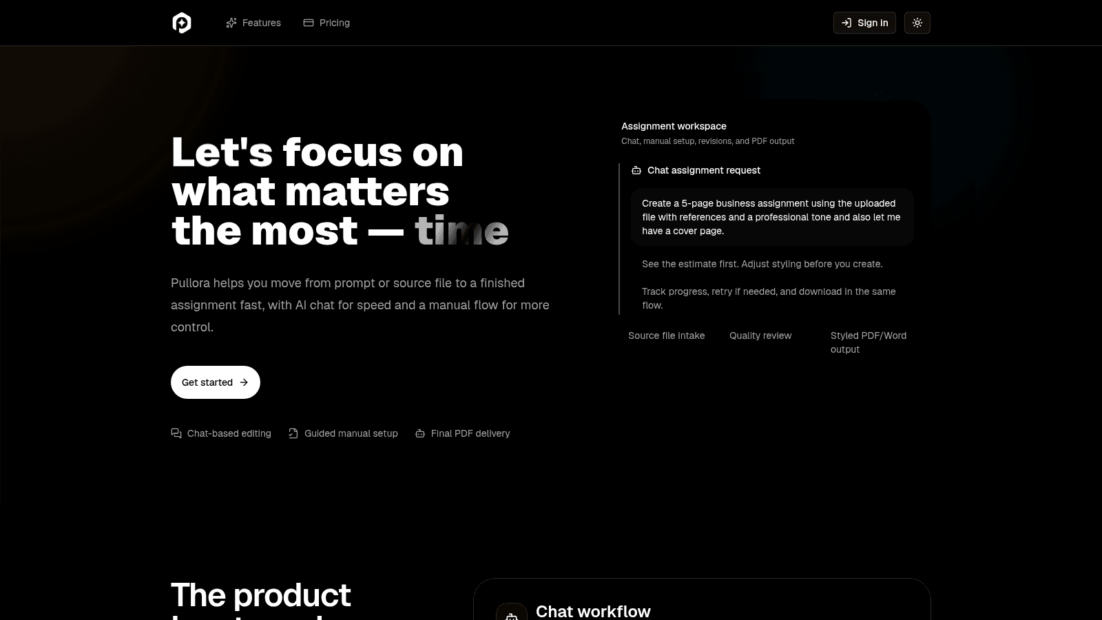 Pullora homepage screenshot